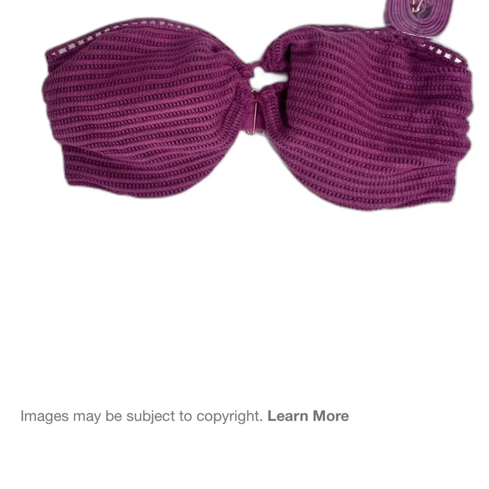 Shade & Shore Mauve crochet bando bikini with straps optional size 34 B
